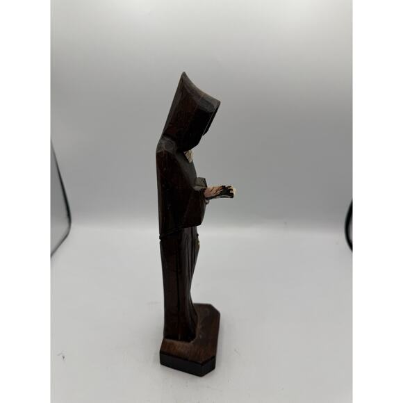 Vintage Hand-Carved Monk Figurine Holding Book – 8.5” Religious Statue - Picture 2 of 6